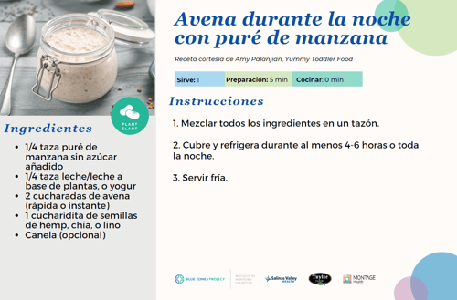 Avena durante la noche con pure de manzana