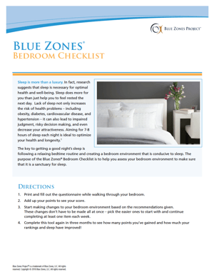 Blue Zones Bedroom Checklist