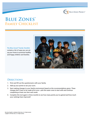 Blue Zones Family Checklist