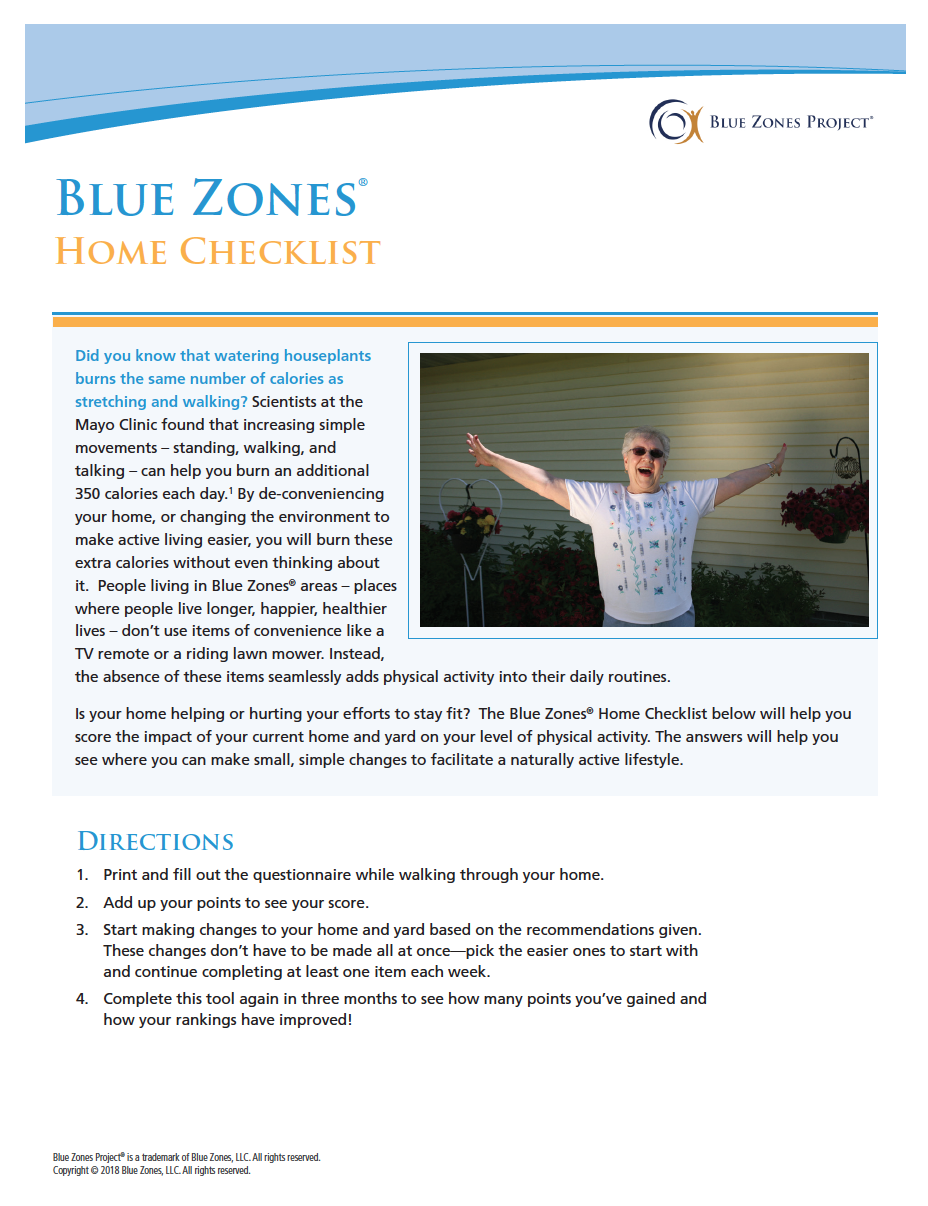 Blue Zones Home Checklist
