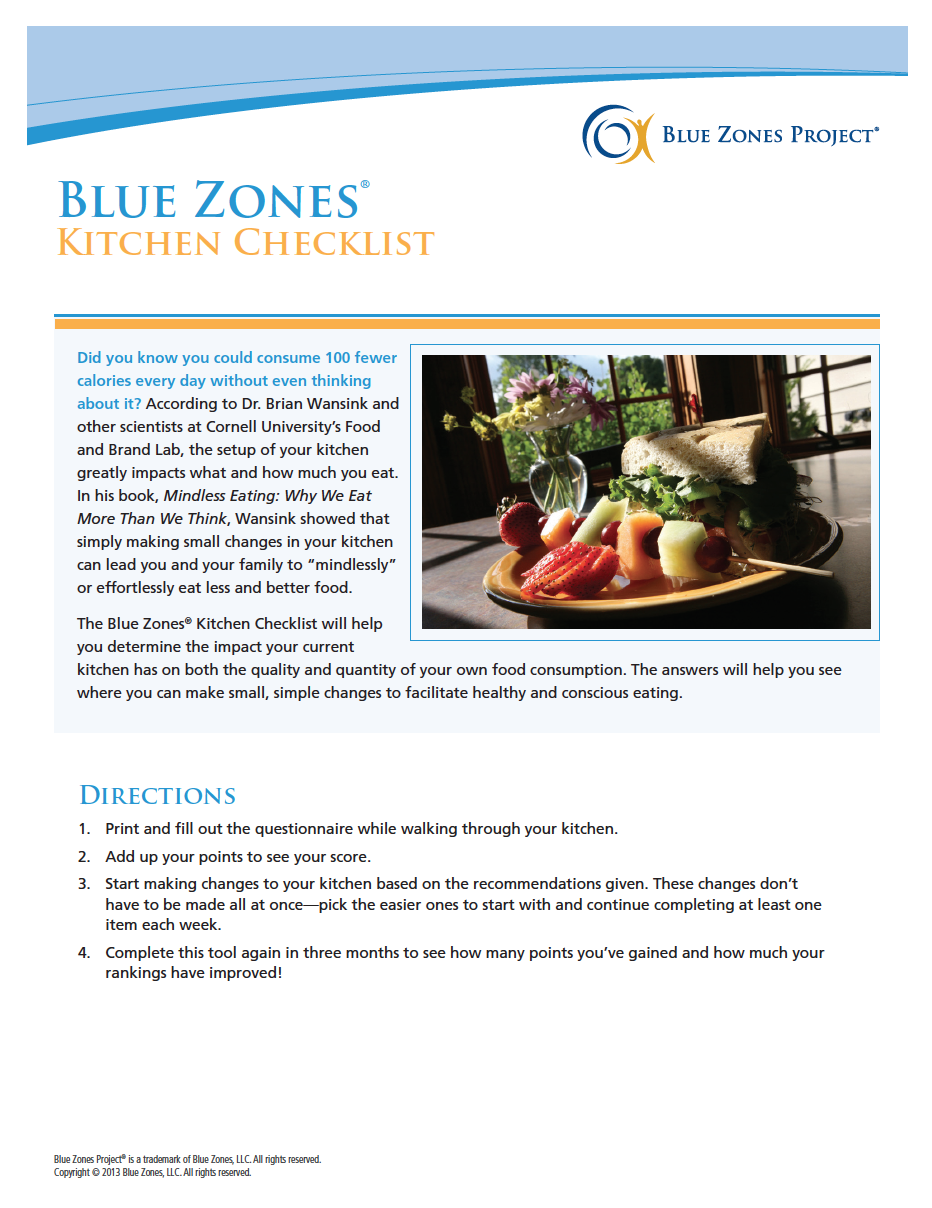 Blue Zones Kitchen Checklist