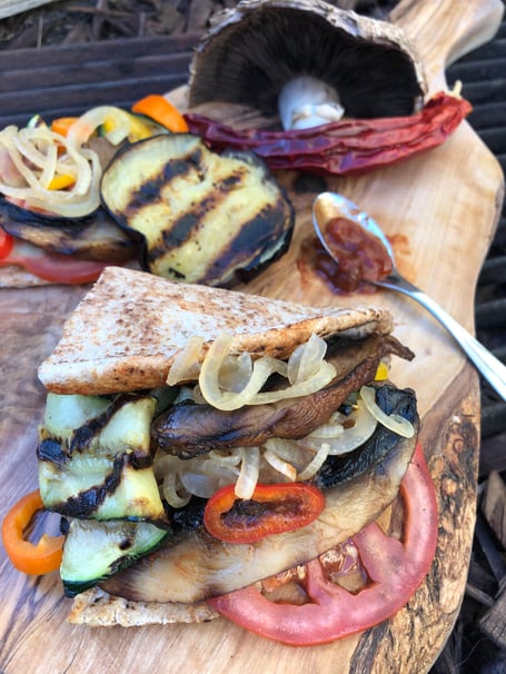 Grilled Veggies on Pita Bread with Chipotle BBQ Sauce-1