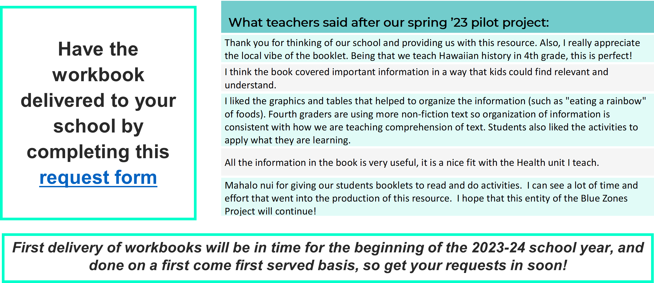 Hawaii Healthy Me teacher feedback and request form