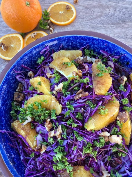 Purple Cabbage Slaw with Orange and Cranberries