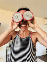 Making a delicious dragonfruit salad