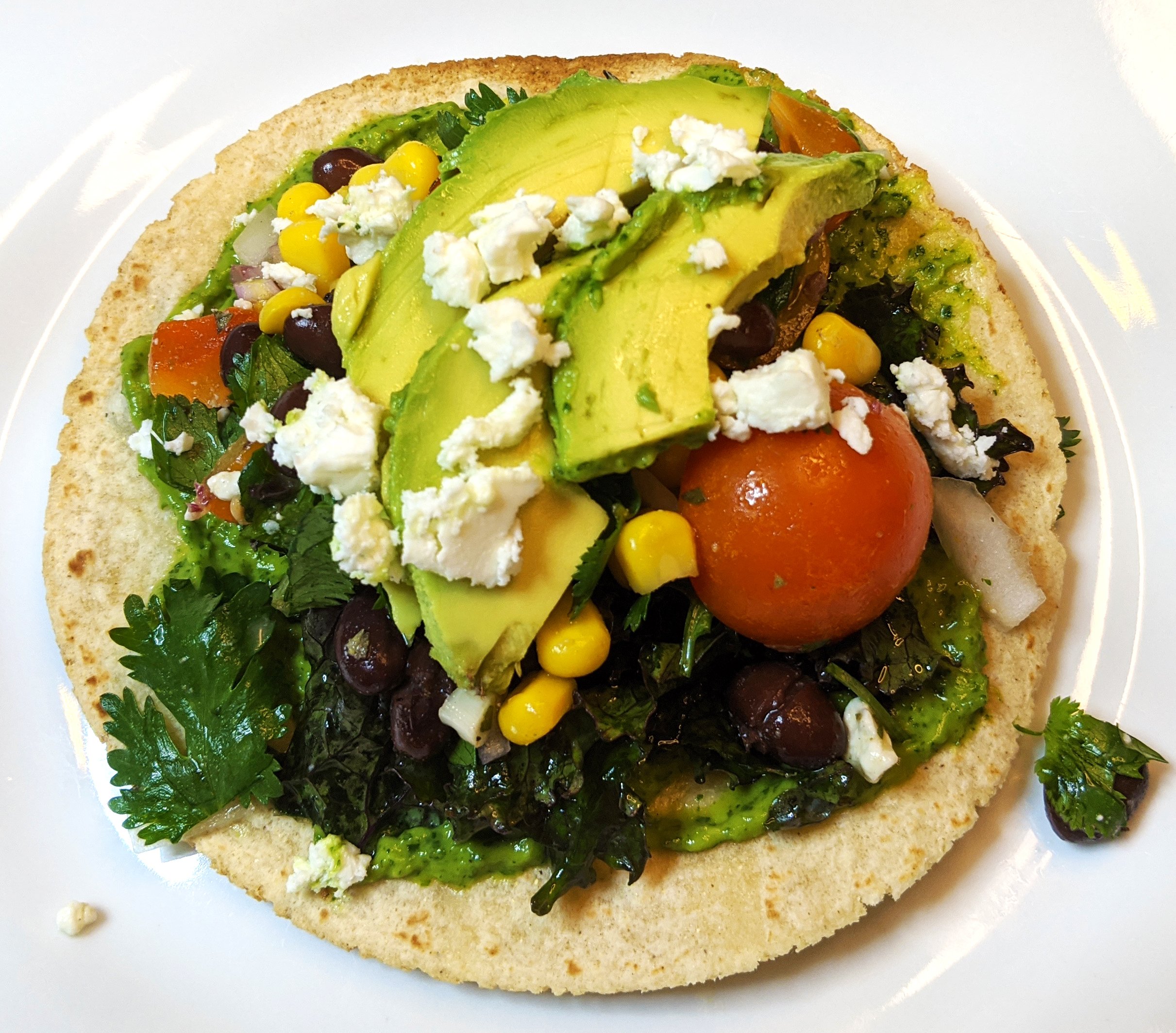 kale and corn salad taco