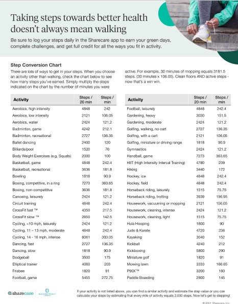 Conversion Chart for landing page
